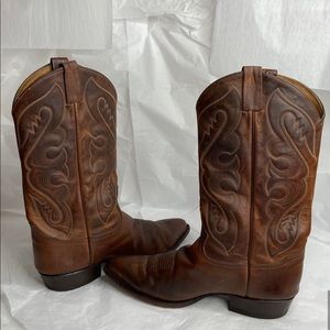 Tony Lama Brown Leather Cowboy Boots size 10D